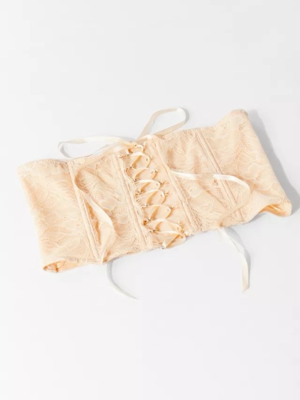 NEW Urban Outfitters Corset Belt Womens Beige Lace-Up Floral Cottage Size Small